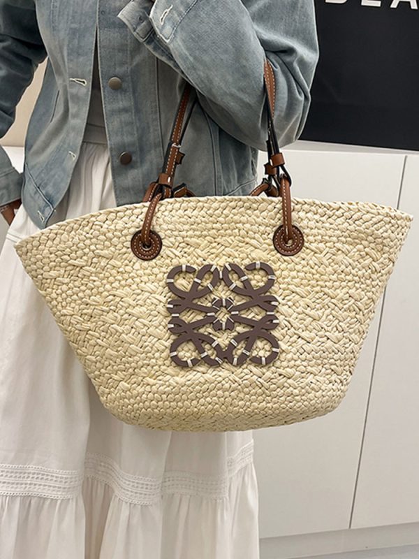 Large Capacity Woven Straw Bag - Casual Versatile Shoulder Bag for Beachside Vacations - 2025 Fashion Trend