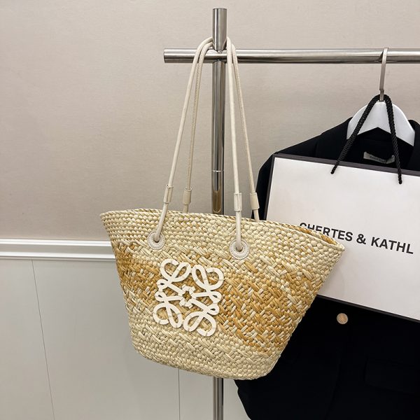 Large Capacity Woven Straw Bag - Casual Versatile Shoulder Bag for Beachside Vacations - 2025 Fashion Trend