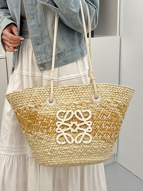 Large Capacity Woven Straw Bag - Casual Versatile Shoulder Bag for Beachside Vacations - 2025 Fashion Trend
