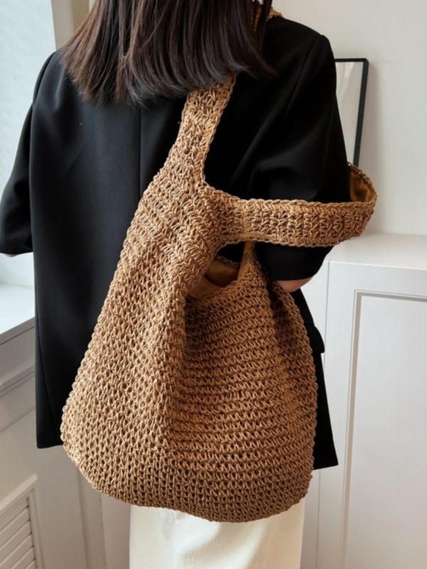 Large Capacity Woven Straw Tote Bag for Women - 2025 Lazy Style Shoulder Underarm Bag for Beach Vacations