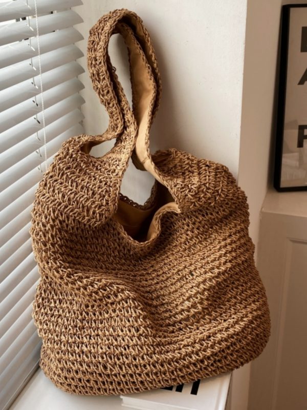 Large Capacity Woven Straw Tote Bag for Women - 2025 Lazy Style Shoulder Underarm Bag for Beach Vacations