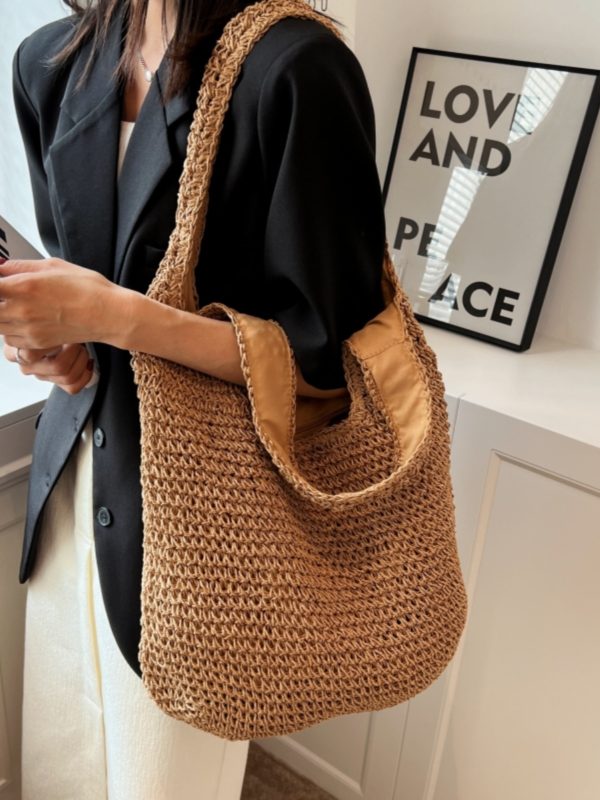 Large Capacity Woven Straw Tote Bag for Women - 2025 Lazy Style Shoulder Underarm Bag for Beach Vacations
