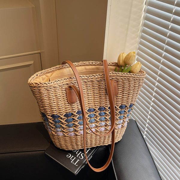 Large Capacity Woven Straw Tote Bag for Women - Perfect for Beach Vacations and Commuting, 2025 Trendy Summer Style