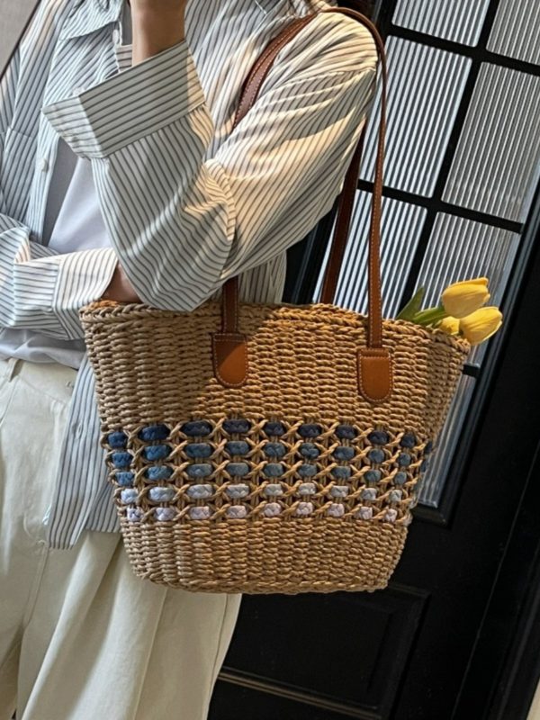 Large Capacity Woven Straw Tote Bag for Women - Perfect for Beach Vacations and Commuting, 2025 Trendy Summer Style