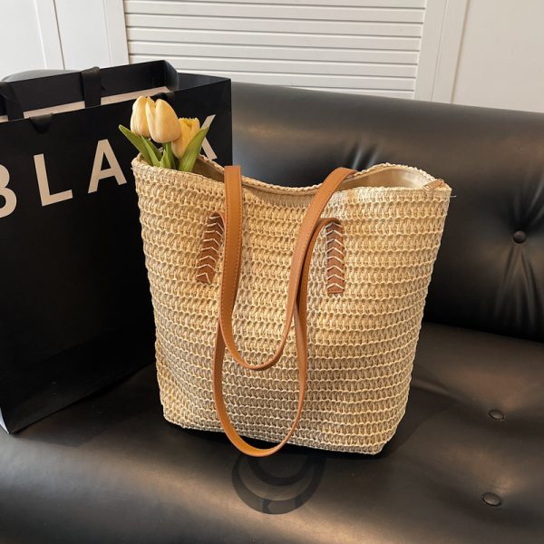 Large Capacity Woven Straw Tote Bag for Women - Summer Commuting, Beach Vacation, Stylish Shoulder Bag 2025