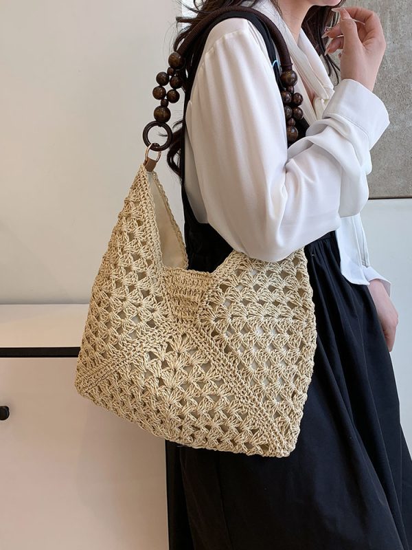 Large Capacity Woven Tote Bag - Simple Casual Straw Beach Bag for Women - 2025 Summer Vacation Essential
