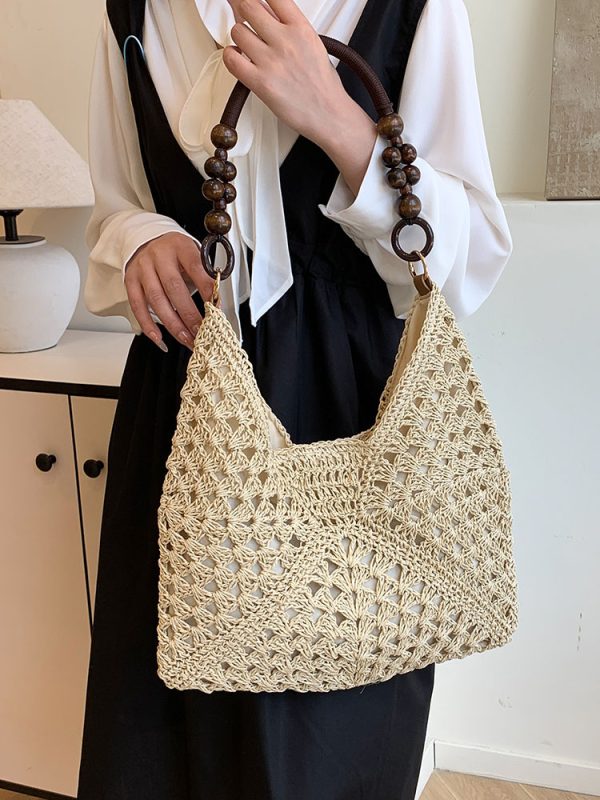Large Capacity Woven Tote Bag - Simple Casual Straw Beach Bag for Women - 2025 Summer Vacation Essential