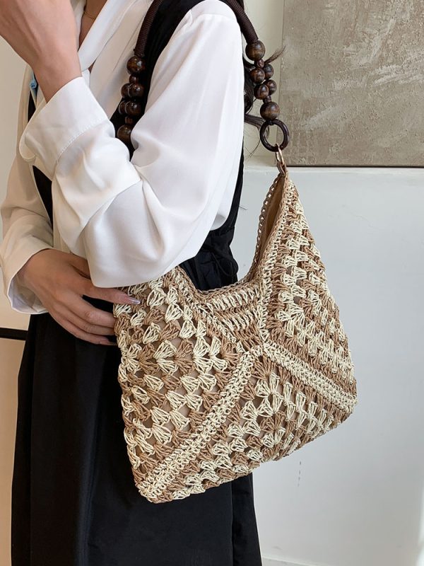 Large Capacity Woven Tote Bag - Simple Casual Straw Beach Bag for Women - 2025 Summer Vacation Essential
