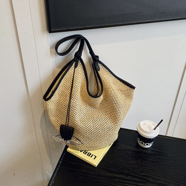 Large Capacity Woven Tote Bag for Women - 2025 Trendy Minimalist Summer Shoulder Bag for Work and Commuting