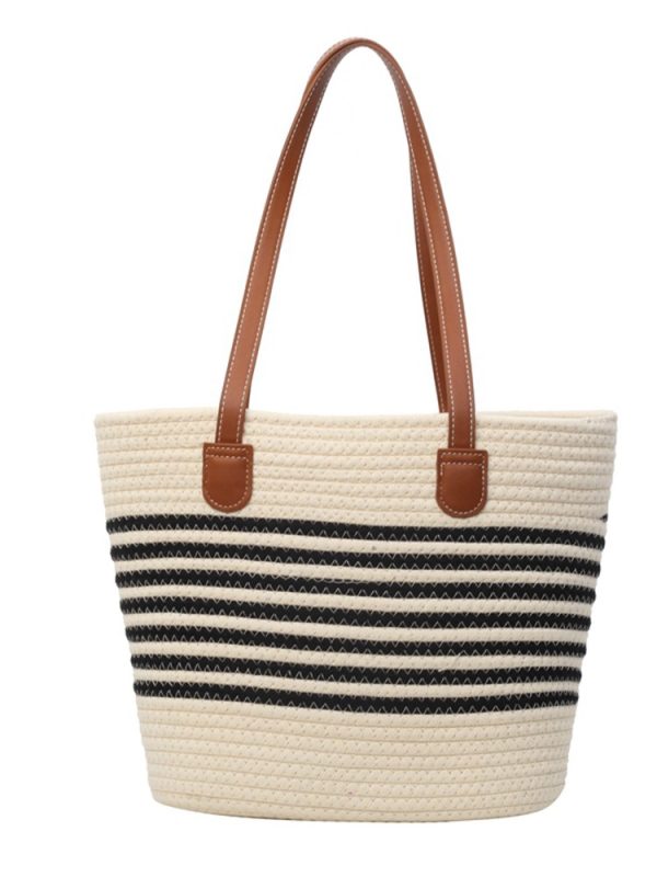 Large Capacity Woven Tote Bag for Women - Versatile Shoulder Bag for Autumn 2025, Perfect for Beach Vacations and Everyday Use