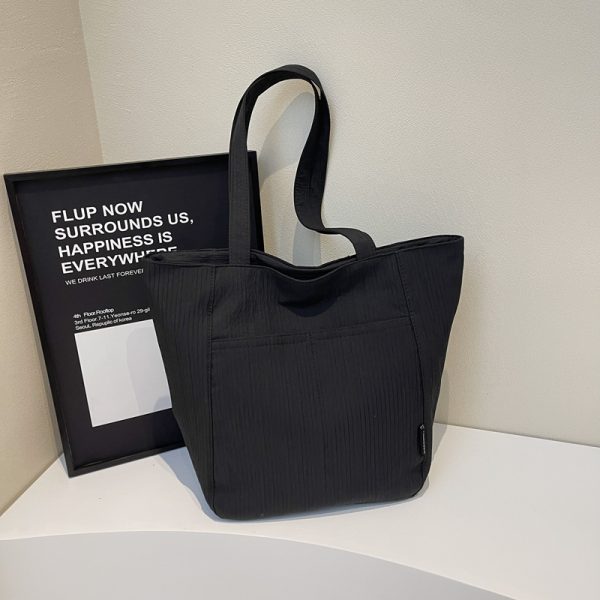 Large Capacity Wrinkled Canvas Tote Bag for Women - Summer 2025 Commuter Shoulder Bag in Korean Lazy Style