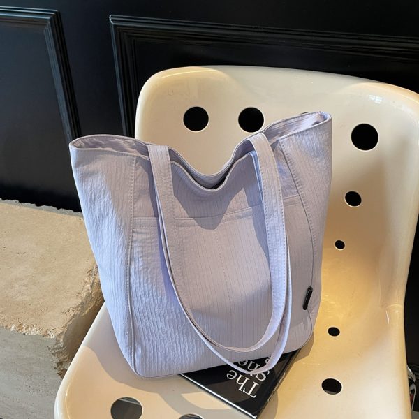 Large Capacity Wrinkled Canvas Tote Bag for Women - Summer 2025 Commuter Shoulder Bag in Korean Lazy Style