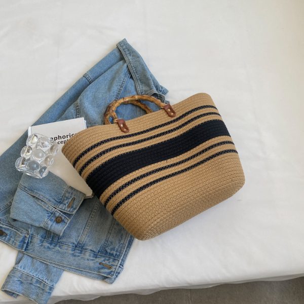 Large Capacity Yarn Knitted Tote Bag for Women - 2025 Spring Summer Fashion Vegetable Basket Straw Bag