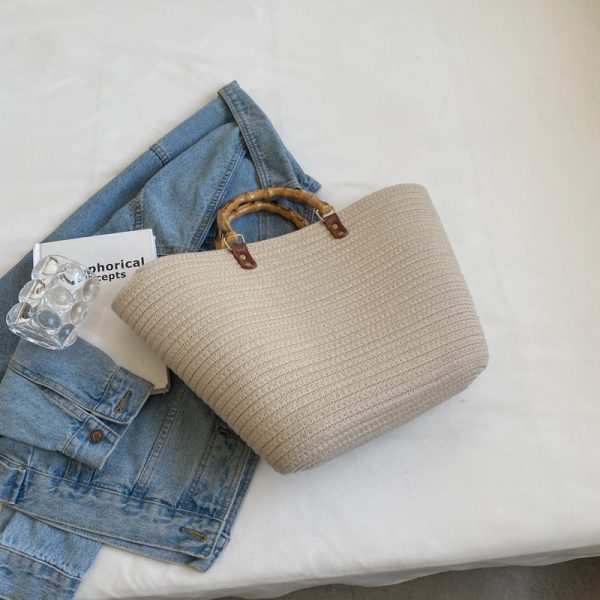 Large Capacity Yarn Knitted Tote Bag for Women - 2025 Spring Summer Fashion Vegetable Basket Straw Bag