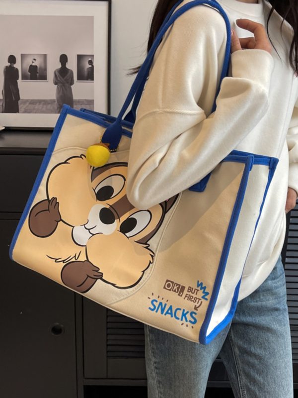Large Cartoon Canvas Tote Bag for Women, 2025 Fashion Outdoor Shoulder Handbag, Mommy Large Capacity Carryall