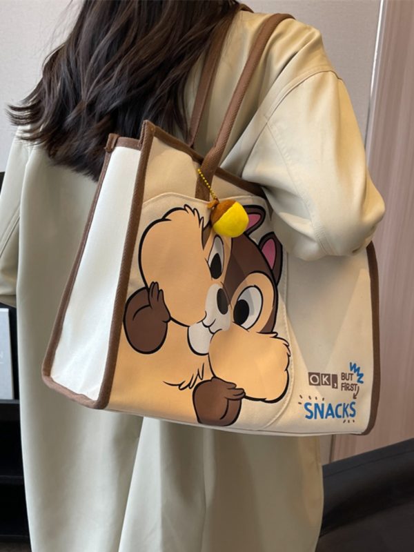 Large Cartoon Canvas Tote Bag for Women, 2025 Fashion Outdoor Shoulder Handbag, Mommy Large Capacity Carryall