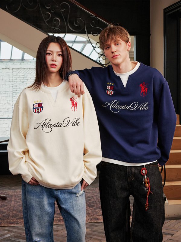 Layered Fake Two-Piece Badge Embroidered Henley Long Sleeve T-Shirt - Trendy Y2K Style for Effortless Layering