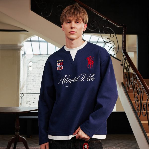 Layered Fake Two-Piece Badge Embroidered Henley Long Sleeve T-Shirt - Trendy Y2K Style for Effortless Layering