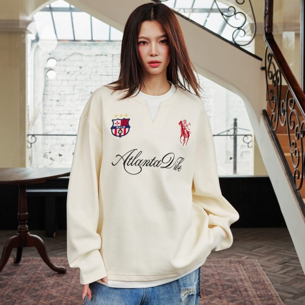 Layered Fake Two-Piece Badge Embroidered Henley Long Sleeve T-Shirt - Trendy Y2K Style for Effortless Layering