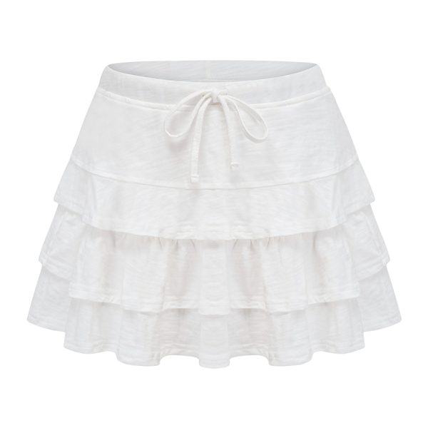 Layered Lace Tie A-Line Mini Skirt - Summer Cake Skirt in European & American Style, Trendy Y2K Fashion