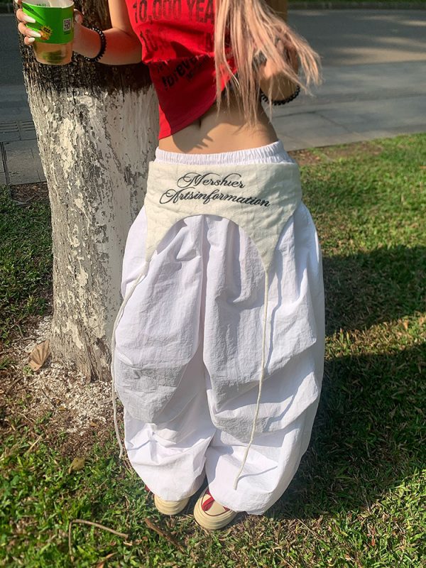 Layered Tie-Up Cargo Pants for Men and Women, Loose Casual Pleated Wide-Leg Design, Trendy American Style Fashion