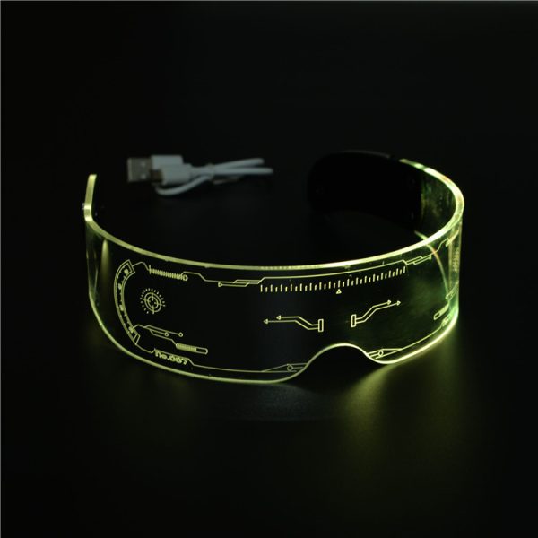 LED Colorful Glowing Rectangular Sunglasses - Futuristic Integrated Design for Parties and Festivals