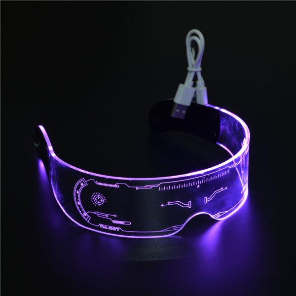 LED Colorful Glowing Rectangular Sunglasses - Futuristic Integrated Design for Parties and Festivals