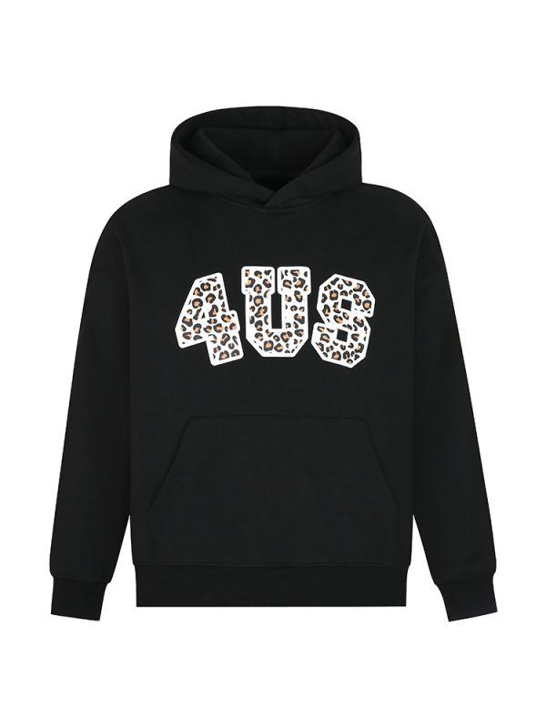 Leopard Print Letter Graphic Hoodie for Men and Women, Trendy Loose Fit for Autumn and Winter, Casual Streetwear Style