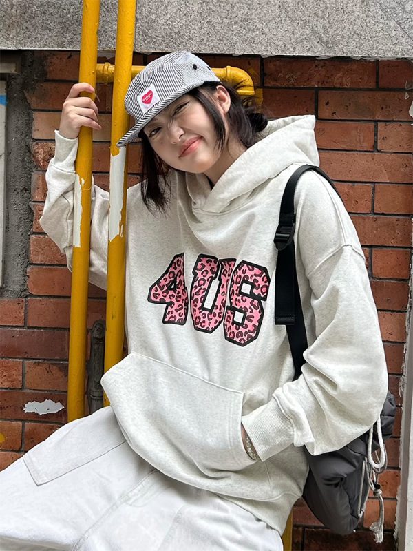 Leopard Print Letter Graphic Hoodie for Men and Women, Trendy Loose Fit for Autumn and Winter, Casual Streetwear Style