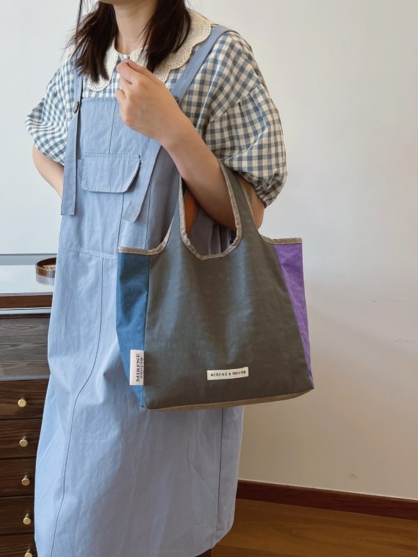 Lightweight Portable Nylon Tote Bag for Women - Large Capacity Foldable Handbag for Summer Outings and Commuting