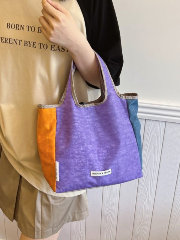 Lightweight Portable Nylon Tote Bag for Women - Large Capacity Foldable Handbag for Summer Outings and Commuting