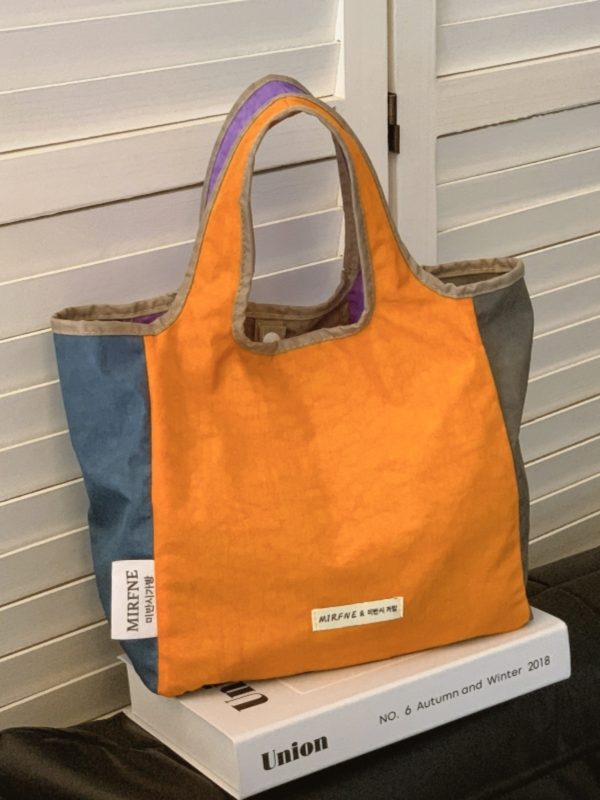 Lightweight Portable Nylon Tote Bag for Women - Large Capacity Foldable Handbag for Summer Outings and Commuting