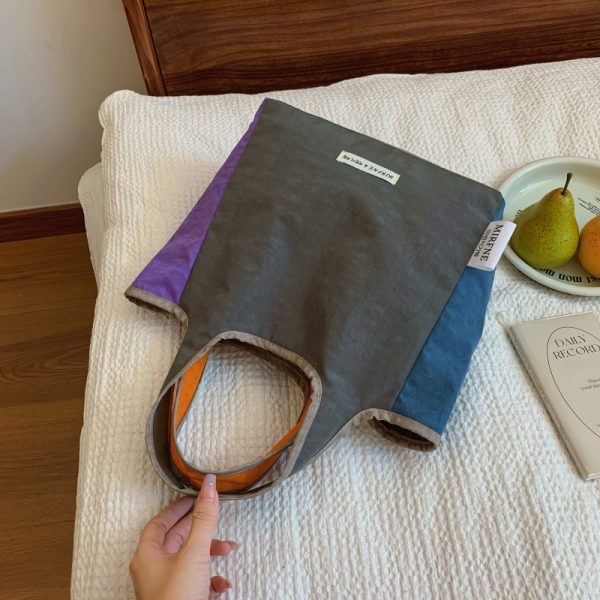 Lightweight Portable Nylon Tote Bag for Women - Large Capacity Foldable Handbag for Summer Outings and Commuting