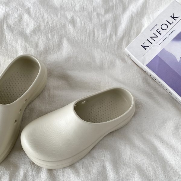 Lightweight Thick-Soled Half-Drag Clogs for Women, Non-Slip Height-Increasing Chef Shoes, Trendy Couple's Footwear