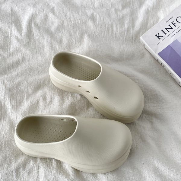 Lightweight Thick-Soled Half-Drag Clogs for Women, Non-Slip Height-Increasing Chef Shoes, Trendy Couple's Footwear
