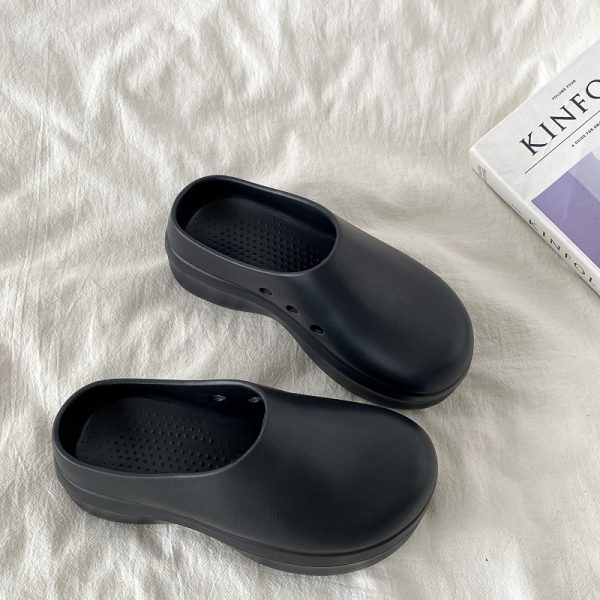 Lightweight Thick-Soled Half-Drag Clogs for Women, Non-Slip Height-Increasing Chef Shoes, Trendy Couple's Footwear