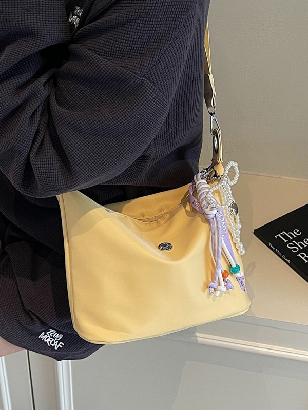 Lightweight Water-Resistant Nylon Bucket Bag - 2025 Spring/Summer Korean Style Dumpling Design, Trendy Women's Fashion Accessory