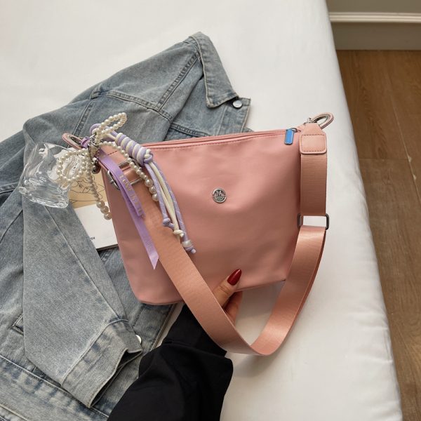 Lightweight Water-Resistant Nylon Bucket Bag - 2025 Spring/Summer Korean Style Dumpling Design, Trendy Women's Fashion Accessory