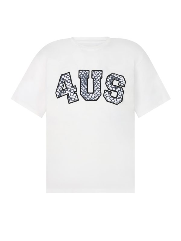 Loose Fit Short Sleeve T-Shirt with Snake Pattern and Embroidered Letters - Spring Summer National Trend for Couples