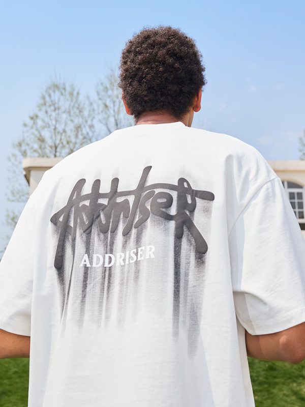 Loose Plus Size Trendy Letter Short Sleeve T-Shirt - Retro Print American Heavyweight Unisex for Summer 2025 Fashion