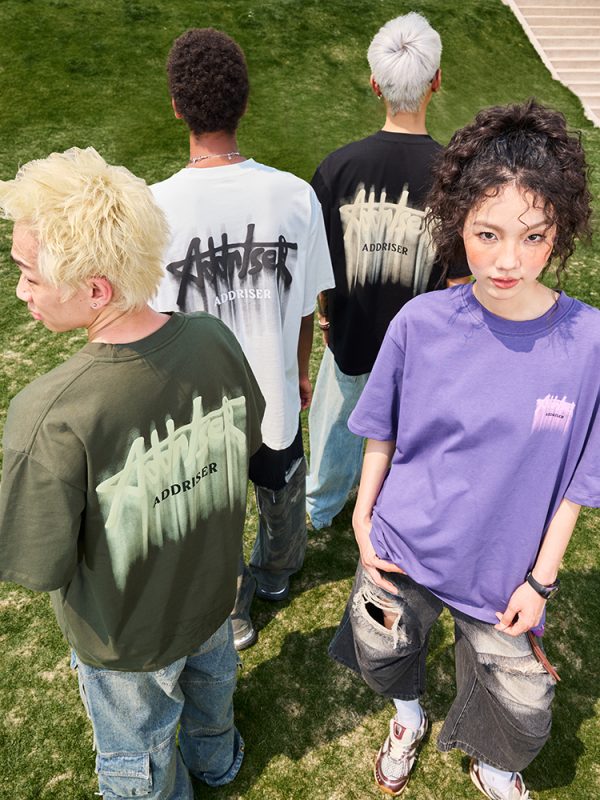 Loose Plus Size Trendy Letter Short Sleeve T-Shirt - Retro Print American Heavyweight Unisex for Summer 2025 Fashion