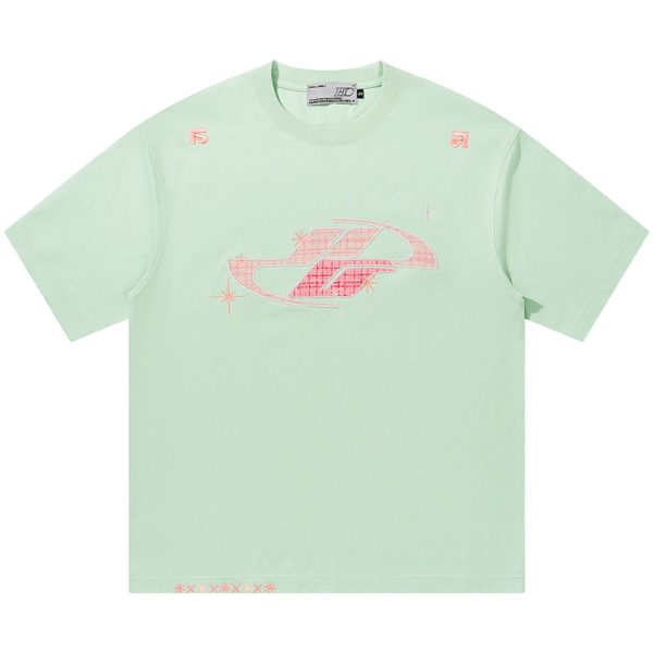 Loose Round Neck Short Sleeve T-Shirt with Patch Star Embroidery in Little Chanel Style for Men and Women, Y2K Fashion