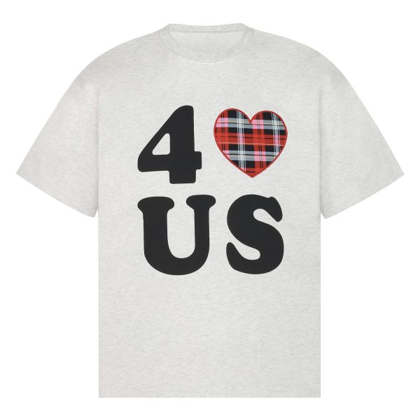 Loose Unisex Short Sleeve T-Shirt with Embroidered Heart - Summer Plaid Design, Trendy Casual Wear for Couples