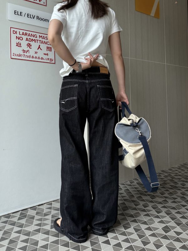 Low-Waist Straight-Leg Wide-Leg Jeans for Women - Trendy Casual High Street Design, Slimming Long Pants for Effortless Style
