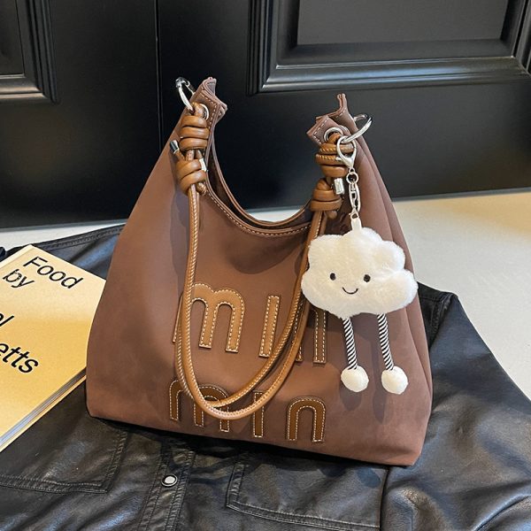 Matte Vintage Women's Large Capacity Shoulder Bag - Casual Tote for Work and Commuting - Spring Summer 2025 Fashion