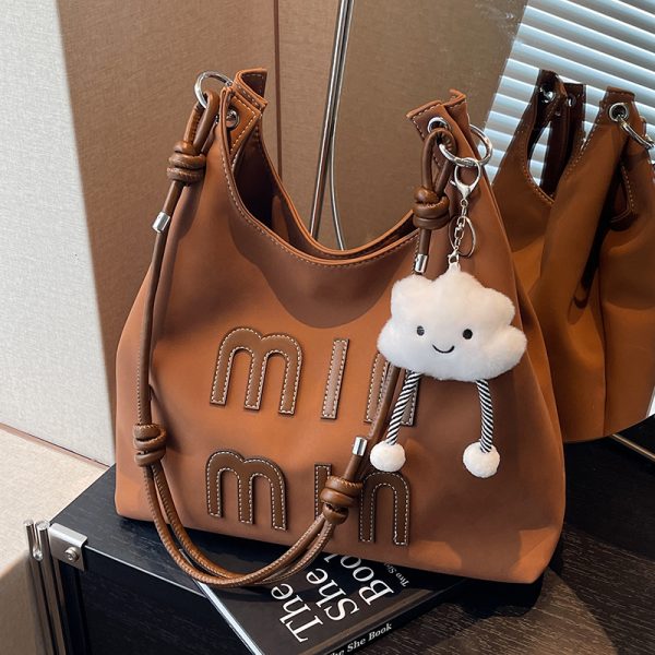 Matte Vintage Women's Large Capacity Shoulder Bag - Casual Tote for Work and Commuting - Spring Summer 2025 Fashion