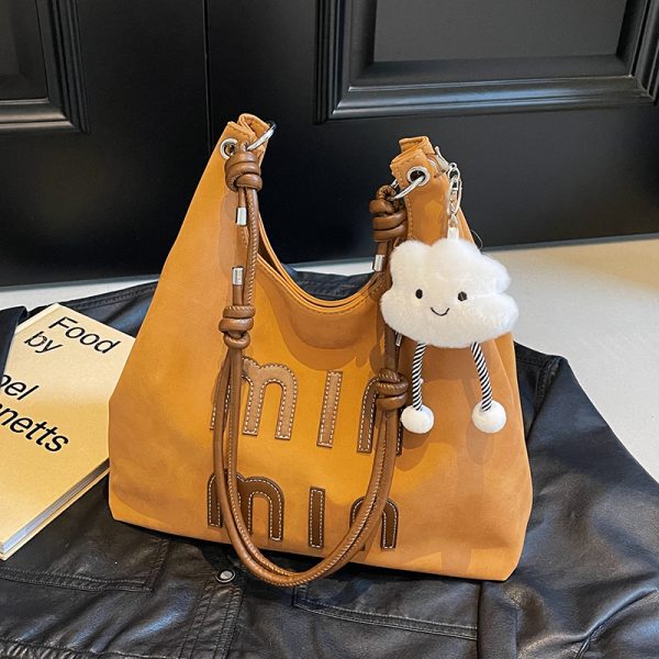 Matte Vintage Women's Large Capacity Shoulder Bag - Casual Tote for Work and Commuting - Spring Summer 2025 Fashion
