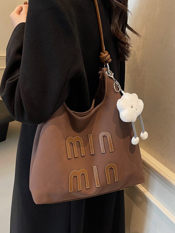 Matte Vintage Women's Large Capacity Shoulder Bag - Casual Tote for Work and Commuting - Spring Summer 2025 Fashion