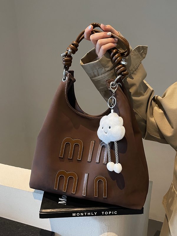 Matte Vintage Women's Large Capacity Shoulder Bag - Casual Tote for Work and Commuting - Spring Summer 2025 Fashion