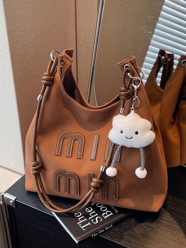 Matte Vintage Women's Large Capacity Shoulder Bag - Casual Tote for Work and Commuting - Spring Summer 2025 Fashion